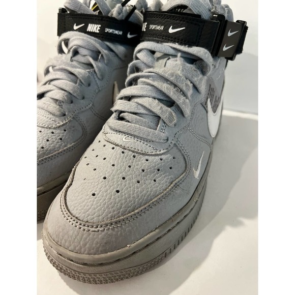 Nike Air Force 1 Mid Utility Wolf Grey Black size 7Y - Picture 3 of 12